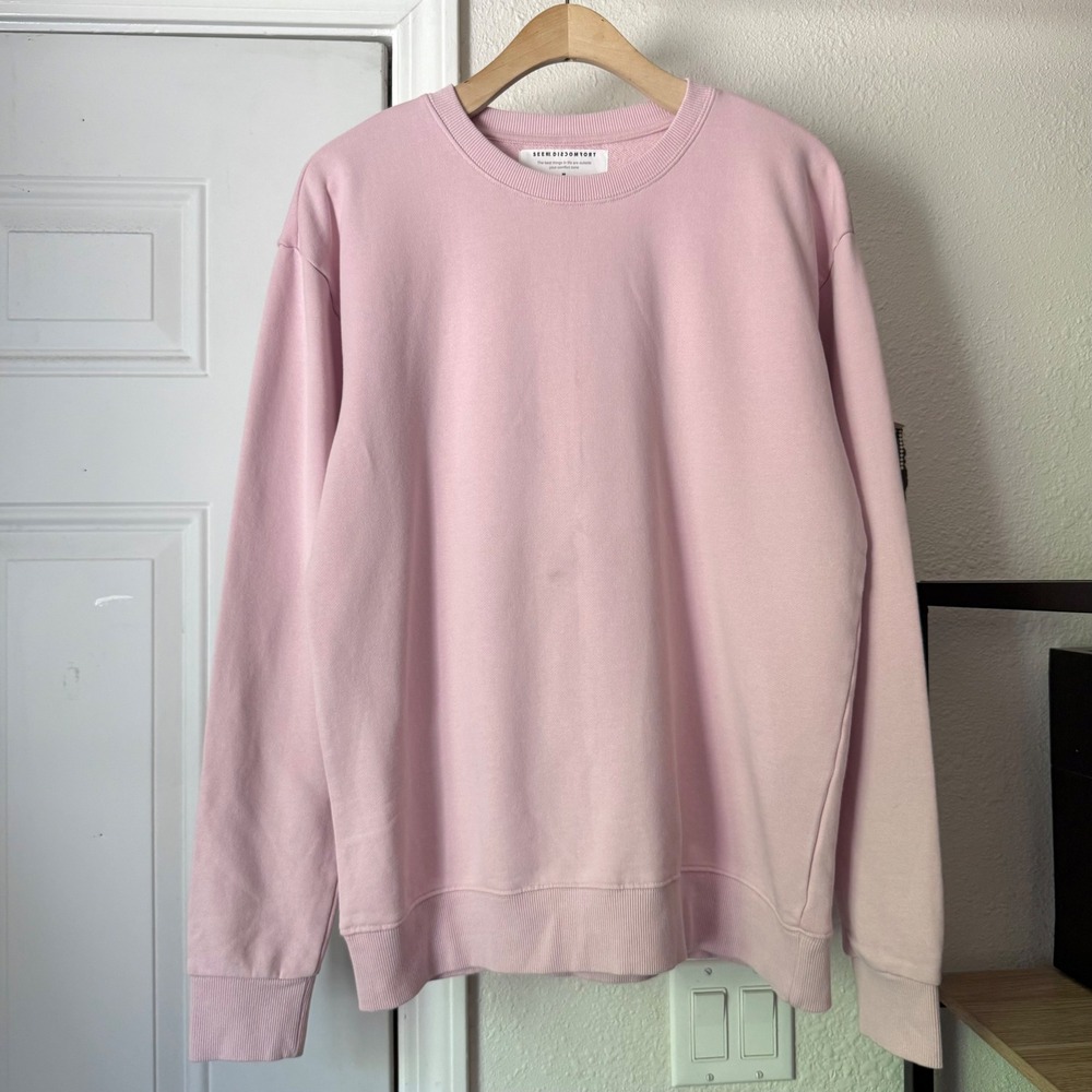 SEEK DISCOMFORT pink long sleeve oversized crew neck knit pullover sweater
